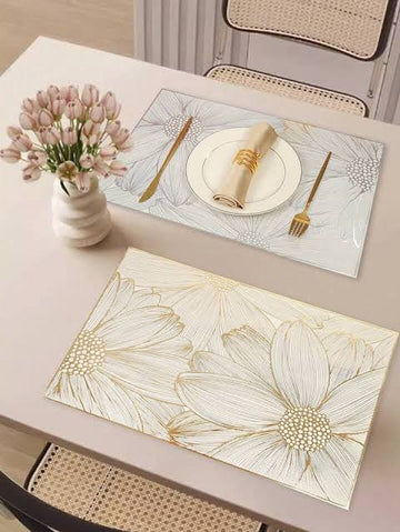 Premium Blooming Flowers Rectangle Table Mats