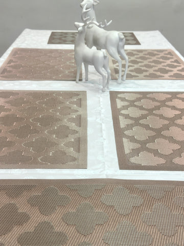 Brown Floral Jute Look Table Mats