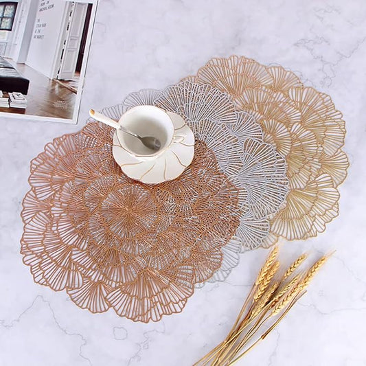 Blooming Flower Metallic Table Mats