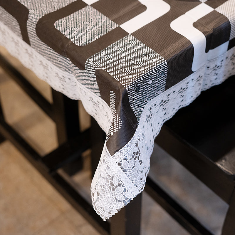 Luxury Furnishings Fancy Table Cover Black Box Design Black & White
