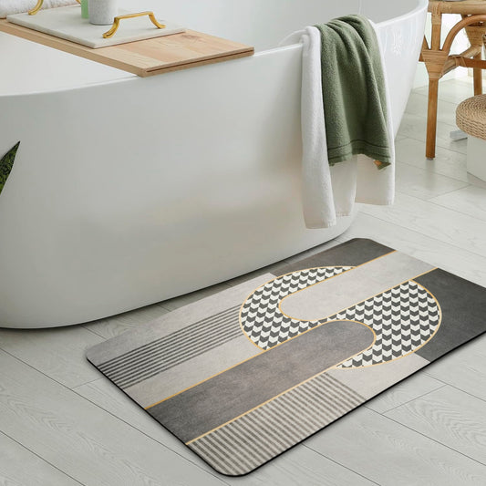 Anti-Slip Quick Drying Bath Mat, Fancy Black, Absorbent PVC (24βX16β)