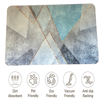 Anti-Slip Quick Drying Bath Mat, Turquoise Blue Zigzag, Absorbent PVC (24βX16β)