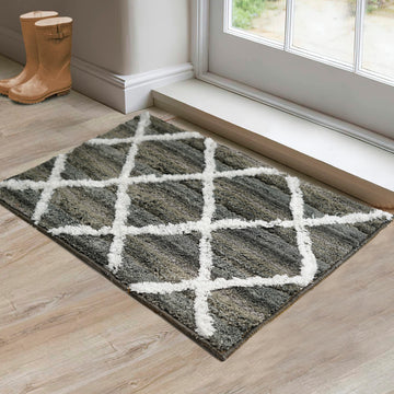 Super Soft Microfiber Anti Slip Bathmat cum Door Mat (Abstract, 23” x 15”)