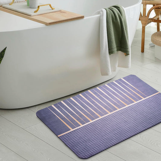 Anti-Slip Quick Drying Bath Mat, Black & Gold, Absorbent PVC (24βX16β)