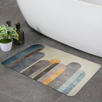 Anti-Slip Quick Drying Bath Mat, Grey Galaxy, Absorbent PVC (24”X16”)