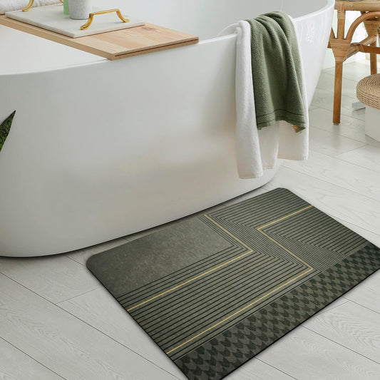 Anti-Slip Quick Drying Bath Mat, Black Liner, Absorbent PVC (24βX16β)