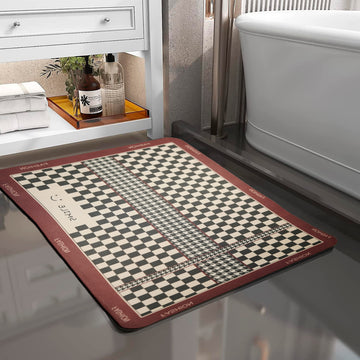 Anti-Slip Quick Drying Bath Mat, Chess Box, Absorbent PVC (24”X16”)