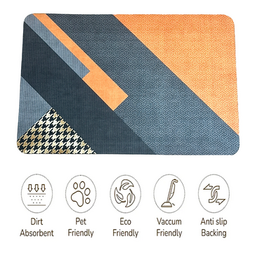 Anti-Slip Quick Drying Bath Mat, Orange Magic, Absorbent PVC (24”X16”)