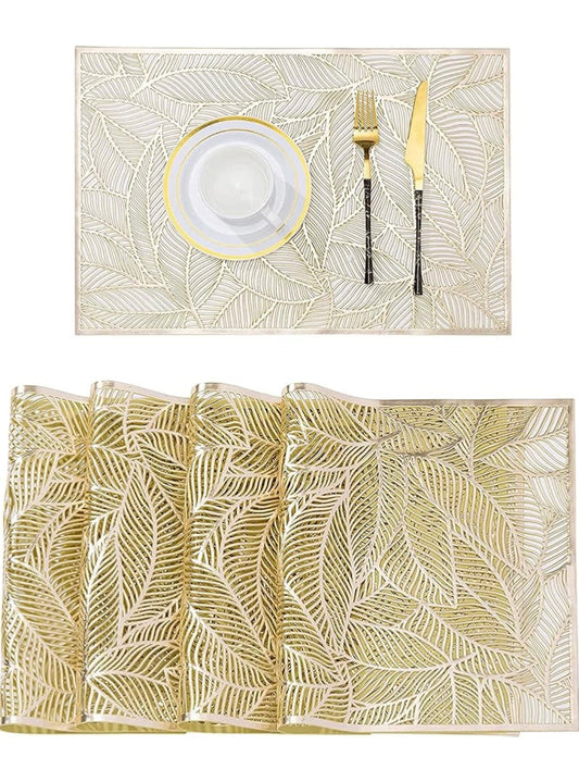 Leaf Rectangle Metallic Table Mats