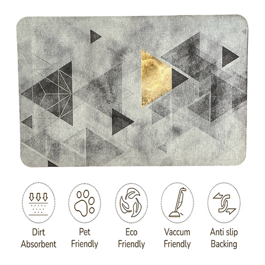 Anti-Slip Quick Drying Bath Mat, Grey Pyramid, Absorbent PVC (24βX16β)