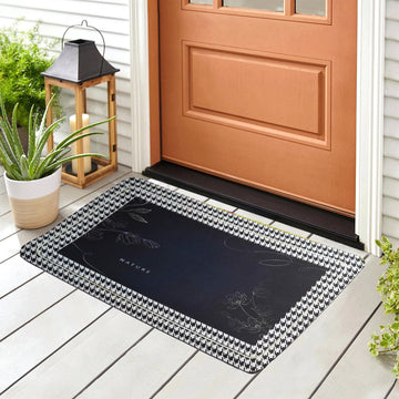 Anti-Slip Quick Drying Bath Mat, Nature Black, Absorbent PVC (24”X16”),