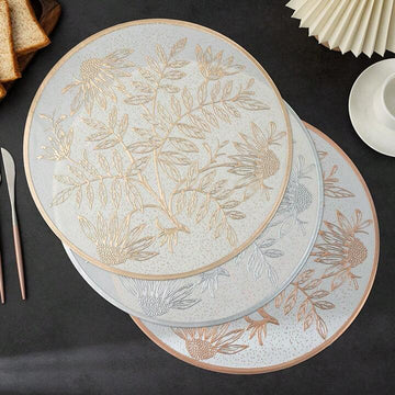 Flower and Leaf Metallic Table Mats