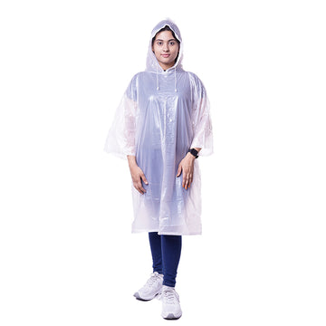 Viva Rainwear Waterproof Long Sleeves Unisex Poncho Raincoat - White (Set of 2)