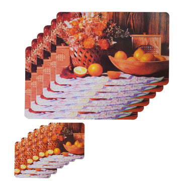 Latest Table Mats Pack of 6 with Coasters, Red (TORO, Orange Busket)