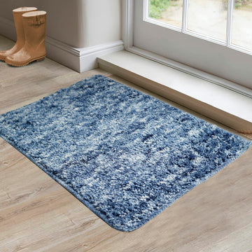 Super Soft Microfiber Anti Slip Door Mat Fur (Blue, 23” x 15”)