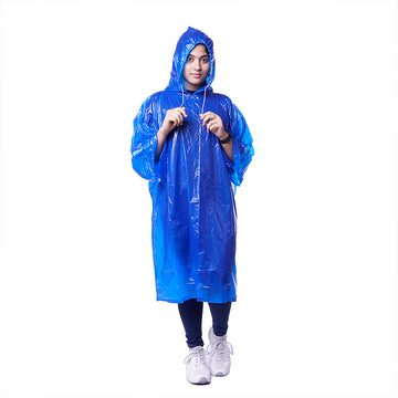 Viva Rainwear Waterproof Long Sleeves Unisex Poncho Raincoat - Blue (Set of 2)
