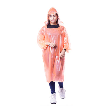 Viva Rainwear Waterproof Long Sleeves Unisex Poncho Raincoat - Peach (Set of 2)