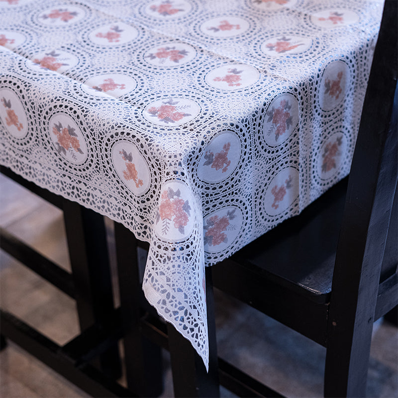 Luxury Furnishings Fancy Table Cover Dotted Rose Black & White