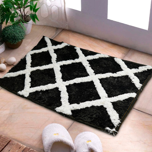 Super Soft Microfiber Anti Slip Bathmat cum Door Mat (Black, 23” x 15”)