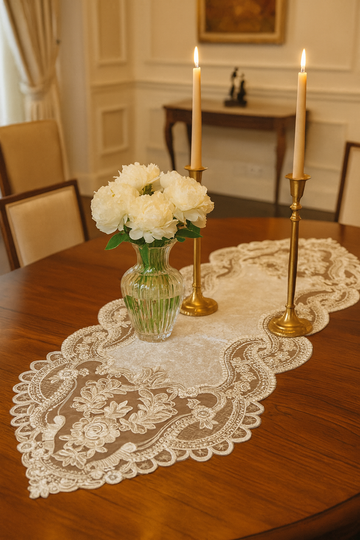 Premium Centre White Lace Runner