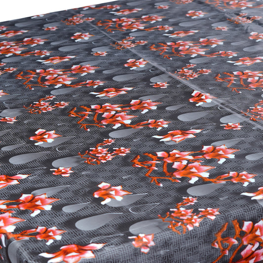 Luxury Furnishings Fancy Table Cover Black Flower Art - Black & Red