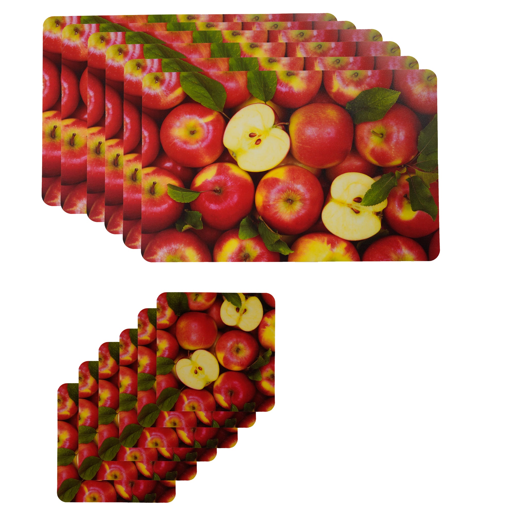 Latest Table Mats Pack of 6 with Coasters, Red (TORO, Apple)