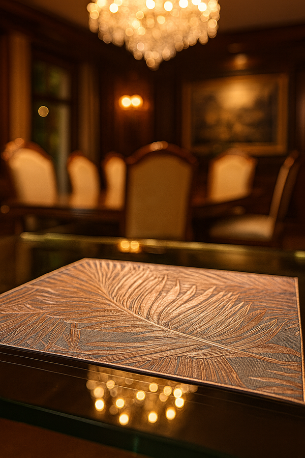 Feather Leaf Metallic Table Placemats