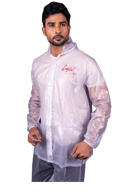 Transparent PVC Long Sleeves Hooded Raincoat Set (XXL)