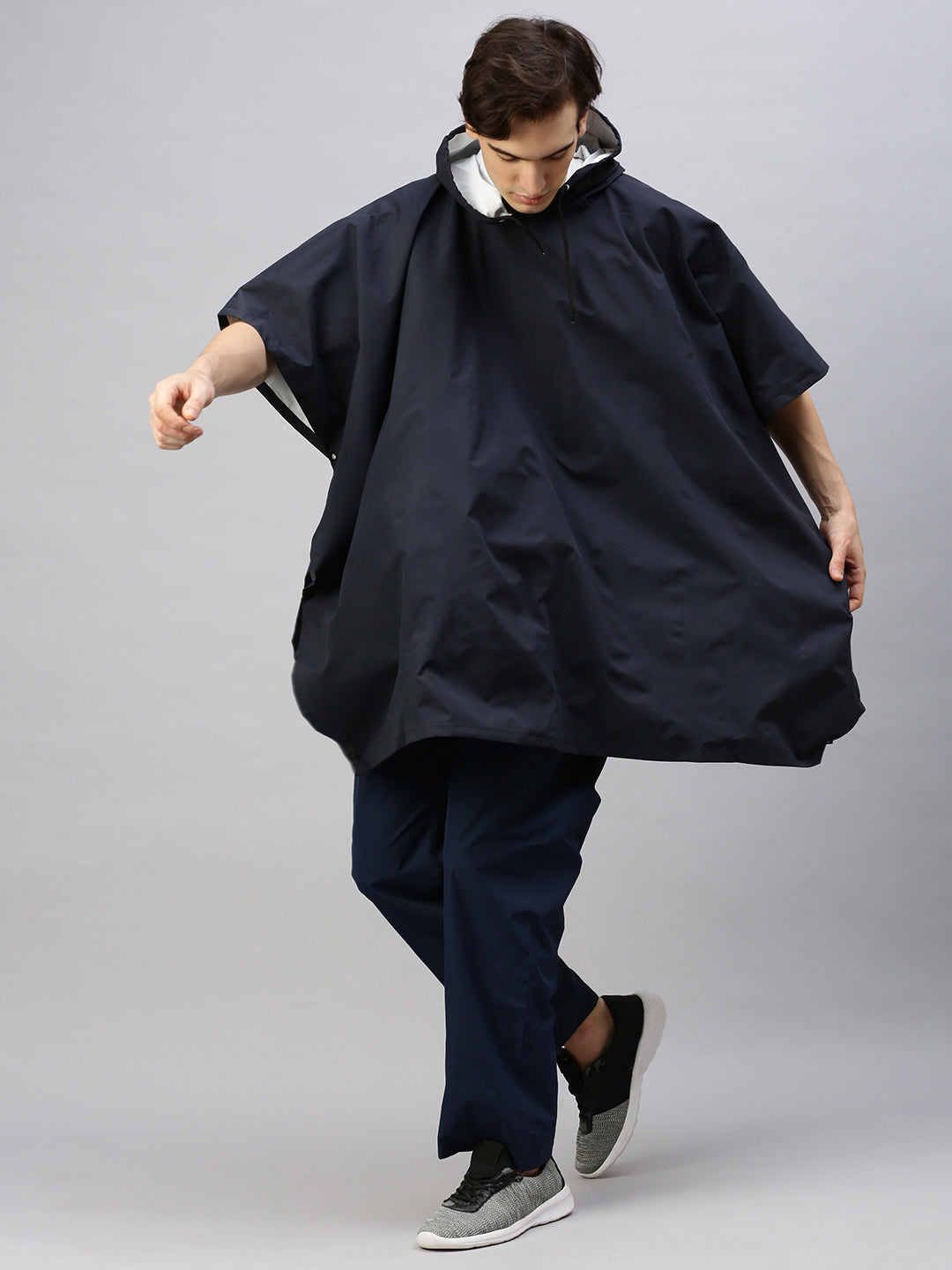 Men's Black Waterproof Poncho For Rainy Weather (Size :XXL)