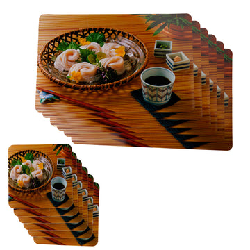 Stylish Table Mats Pack of 6 with Coasters, Wooden (GF, Momo)