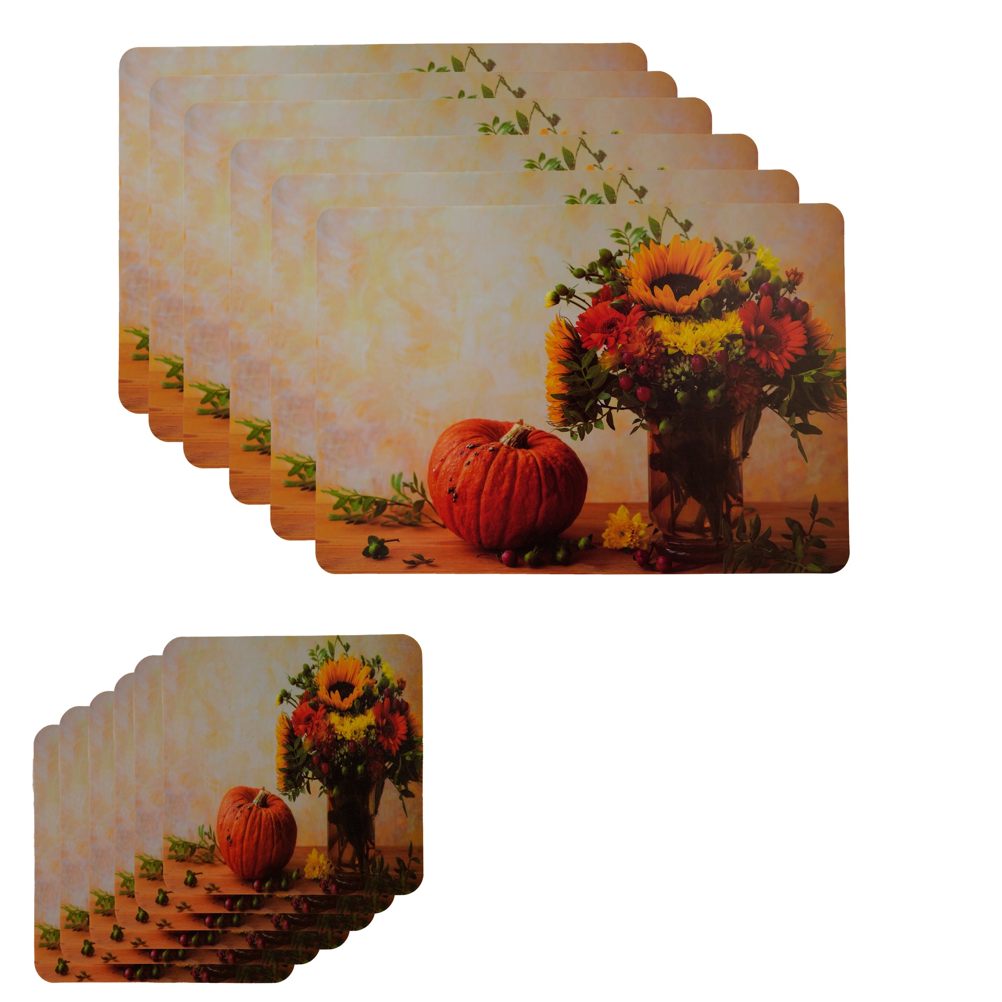 Latest Table Mats Pack of 6 with Coasters, Orange (TORO, Pumpkin)