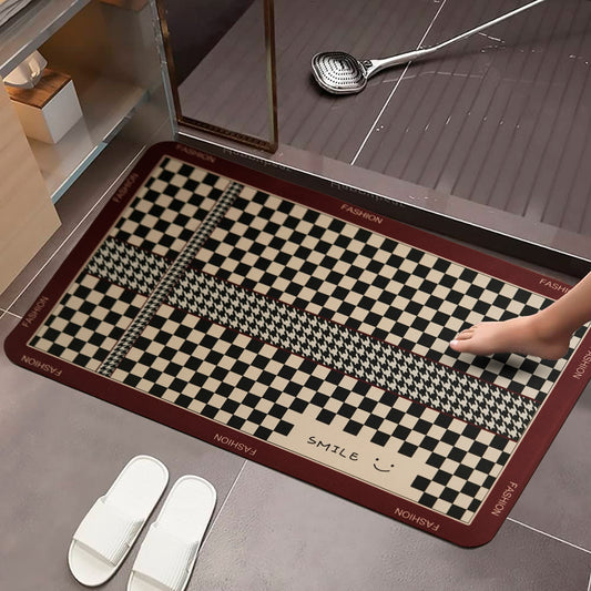 Anti-Slip Quick Drying Bath Mat, Chess Box, Absorbent PVC (24”X16”)