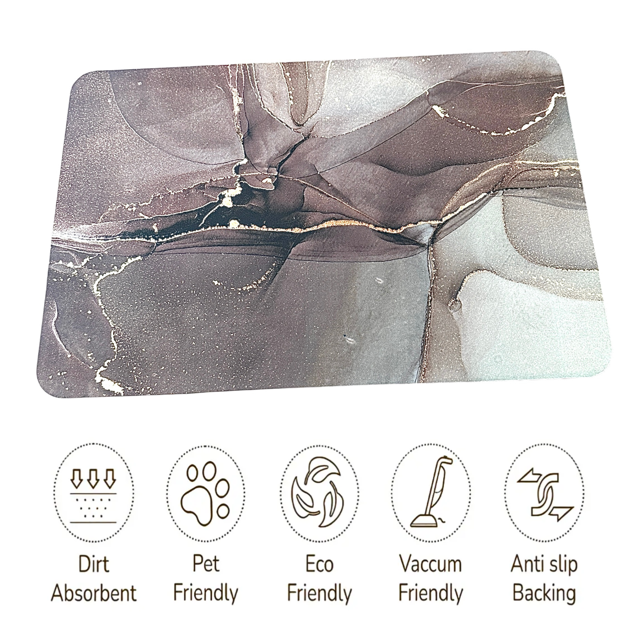 Anti-Slip Quick Drying Bath Mat, Marble Magic Absorbent PVC (24”X16”)