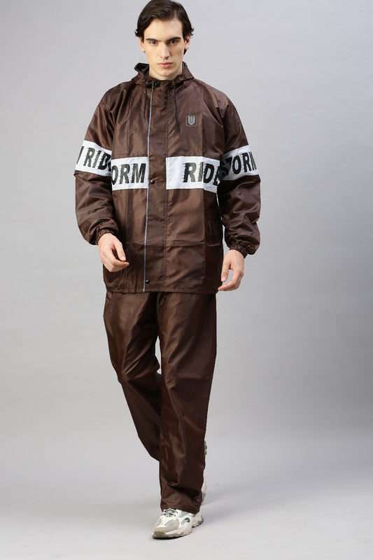 Storm Rider Adjustable Hooded & Zipper Top And Buttom Reversible Jacket Rainsuit & Pant Set (XXL)