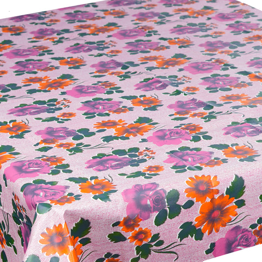 Luxury Furnishings Fancy Table Cover Pink Flower Printed - Pink