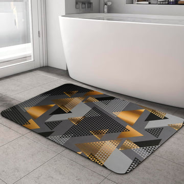 Anti-Slip Quick Drying Bath Mat, Golden Designer, Absorbent PVC (24”X16”)