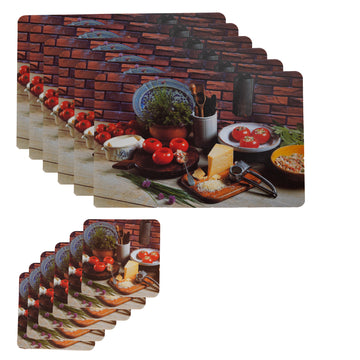 Latest Table Mats Pack of 6 with Coasters, Dark (TORO, Cheese)