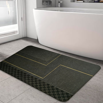 Anti-Slip Quick Drying Bath Mat, Black Liner, Absorbent PVC (24”X16”)