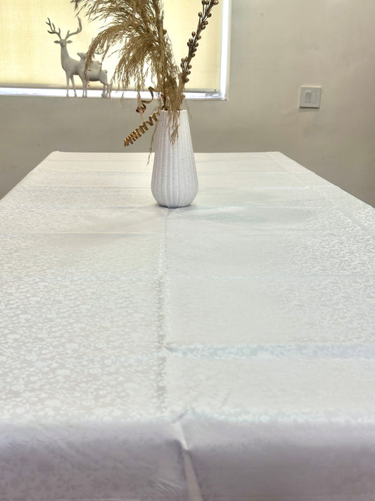 White Tiny Flowers Table Cover