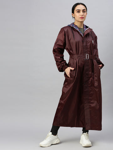 Women's Waterproof Long Sleeves Reversible Raincoat