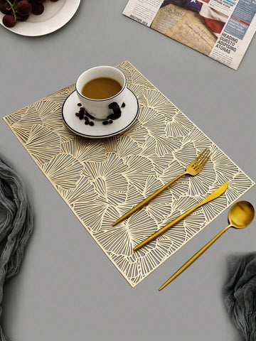 Blooming Flower Rectangle Metallic Table Mats