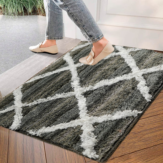 Super Soft Microfiber Anti Slip Bathmat cum Door Mat (Abstract, 23” x 15”)