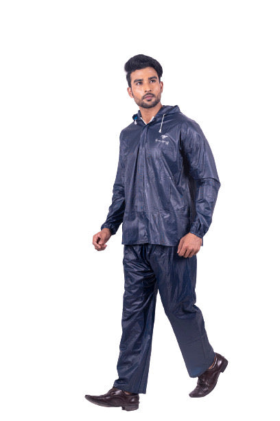 Mustang Adjustable Hooded & Zipper Top And Buttom Jacket Rainsuit & Pant Set (XXL)