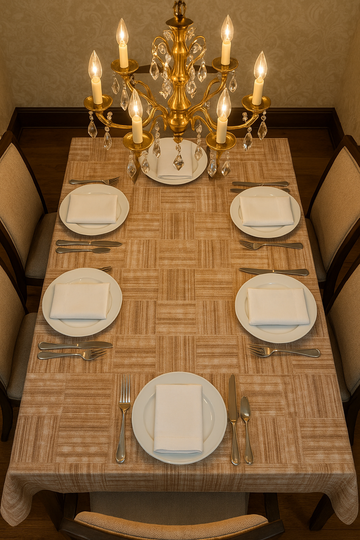 Brownish Pearl White Lines Premium Table Cover