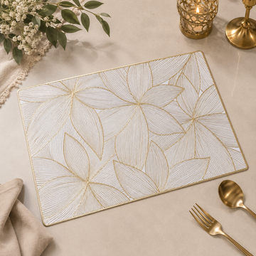 Flower Charm Metallic Rectangle Table Placemats