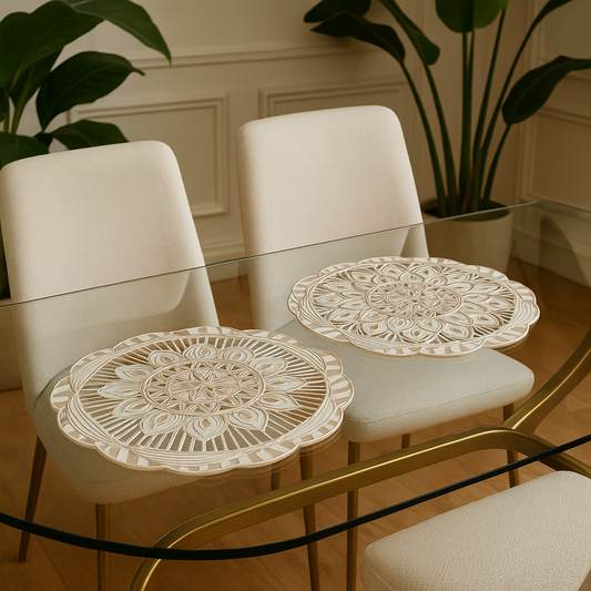 White Gold Floral Tablemats
