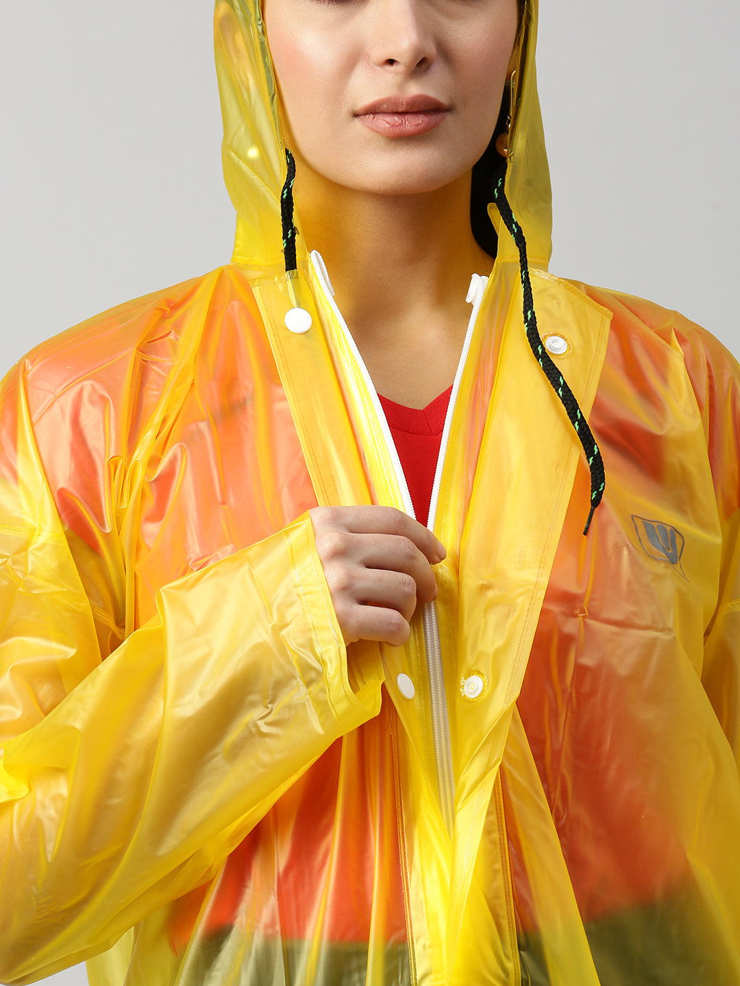 Women's Long Sleeves Ferrari Adjustable Hooded & Zipper Raincoat