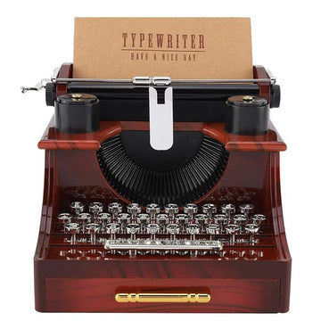 Luxury Music Box, Vintage Typewriter Style Mechanical Music Box Gift Jewelry Box with Drawer