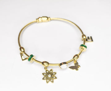 Gold Green Fusion Charms Brecelet