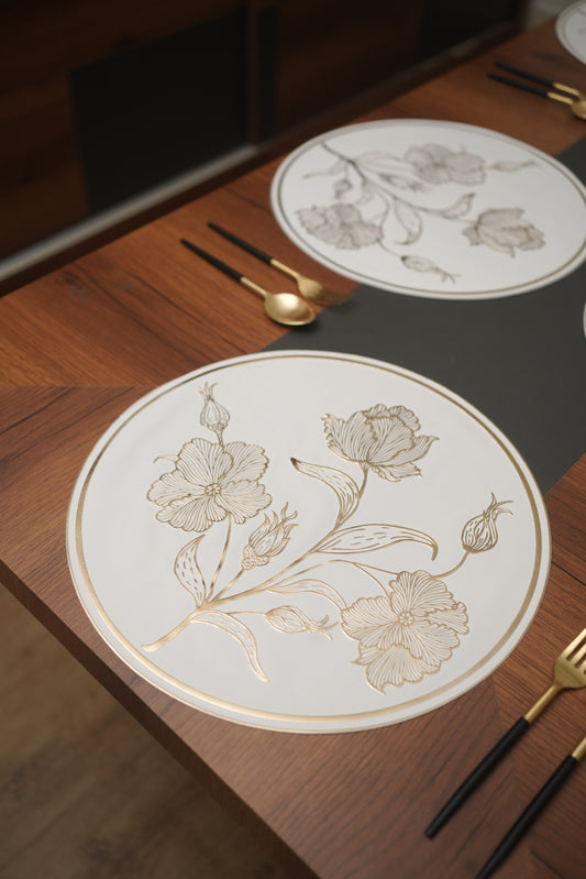 Flower Bud Metallic Table Mats